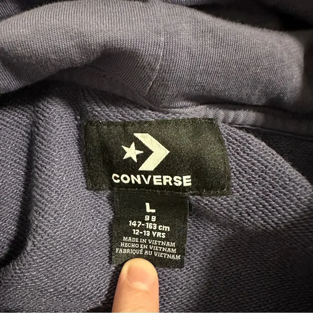 Converse Boy's Slate Purple Washed Long Sleeve Pullover Hoodie Sweatshirt Size L